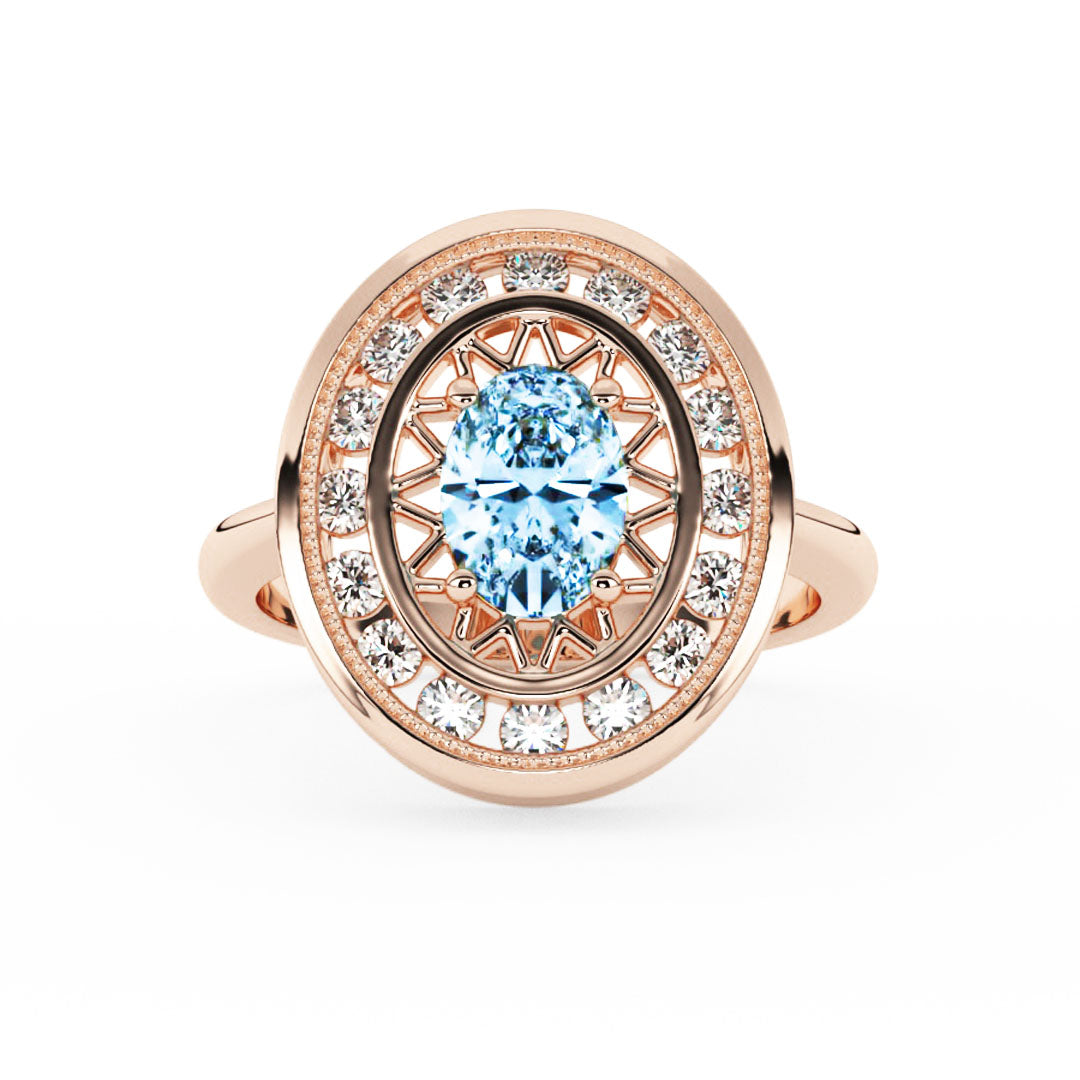 Silván Armi Carmosier Diamond Ring with 0,32ct diamonds and Sapphire, Rose Gold, Silván Engagement Rings