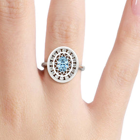 Silván Carmosier timanttisormus 0,32ct safiirilla, 14K valkokultaa, Silván vihkisormukset