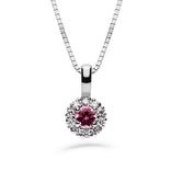 Silván Lauriel timanttiriipus 0,10ct rubiinilla, 14K valkokultaa, Silván timanttikorut