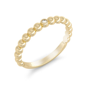 Silván diamond ring with ball pattern 0,01ct, 14K yellow gold, Silván wedding rings