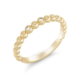 Silván timanttisormus pallokuvioitu 0,03ct, 14K keltakultaa, Silván vihkisormukset