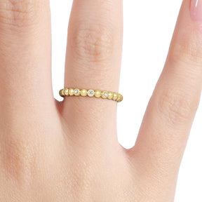 Silván timanttisormus pallokuvioitu 0,03ct, 14K keltakultaa, Silván vihkisormukset