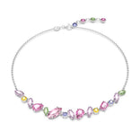 Swarovski Gema kaulakoru, vaalea metalli ja eri väriset kristallit