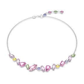 Swarovski Gema kaulakoru, vaalea metalli ja eri väriset kristallit