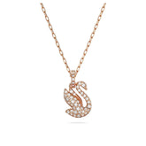 Swarovski Iconic Swan riipus, ruusukullan värinen ja kirkkaat kristallit