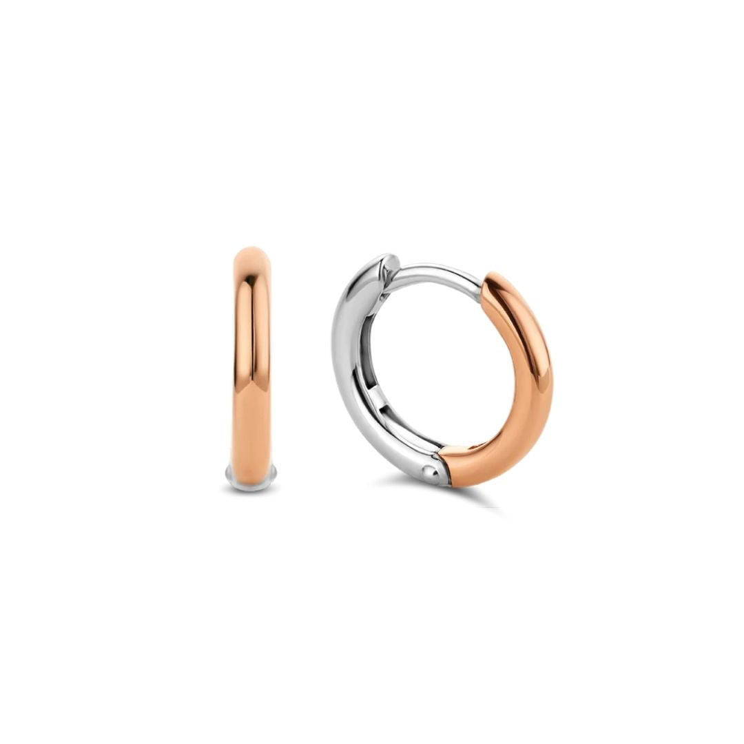 TI SENTO Milano korvakorut, 14 mm, hopeaa ja ruusukullattua hopeaa, 7812SR