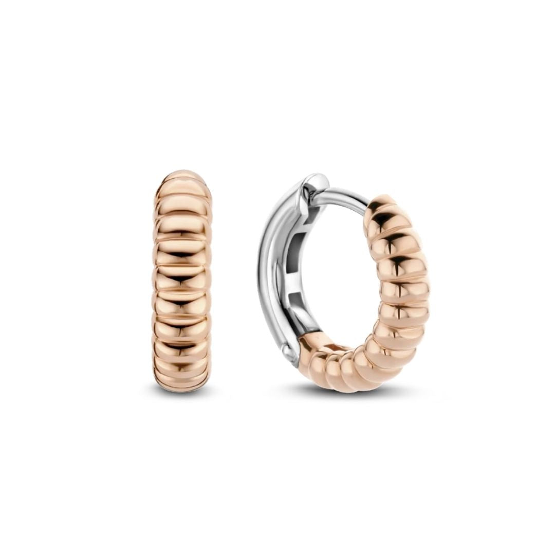 TI SENTO Milano korvakorut, 14 mm, hopeaa ja ruusukullattua hopeaa, 7839SR