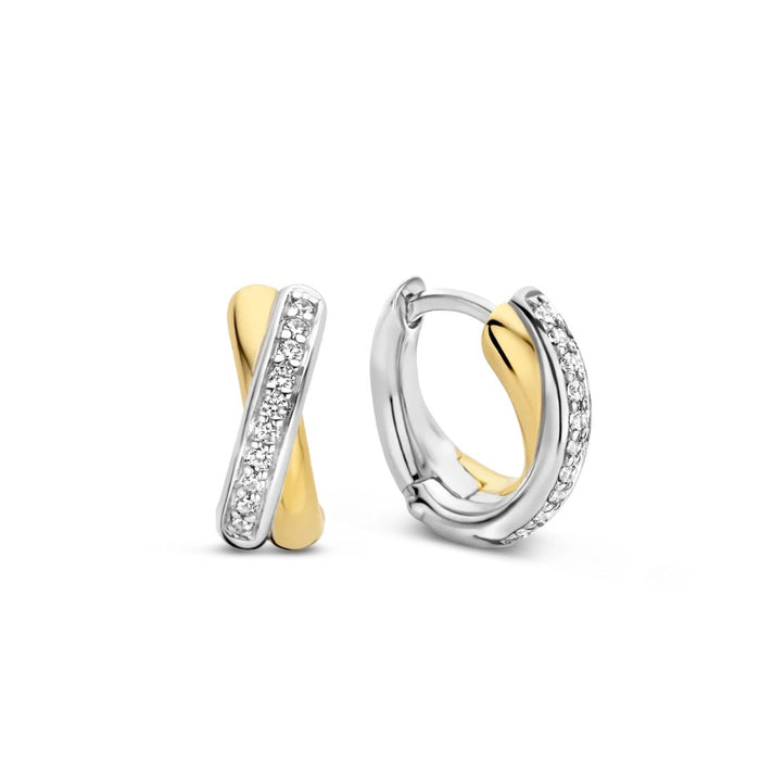 Ti Sento Milano earrings, yellow gold plated silver and zirconia, 7667
