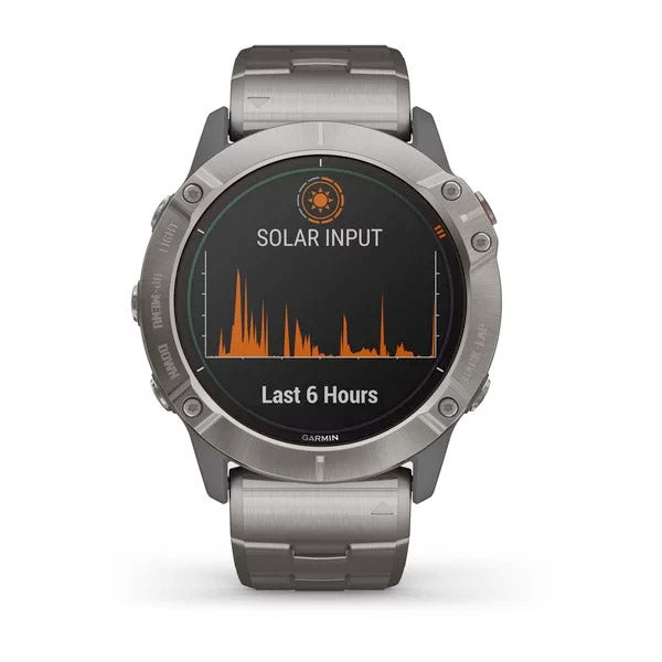 Garmin Fenix 6X Pro Solar 51 mm titaani ja ilmastoitu titaaniranneke, monilajiälykello 010-02157-24 - Garmin - Laatukoru