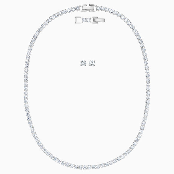 Swarovski Tennis Deluxe, set, crystal necklace and earrings