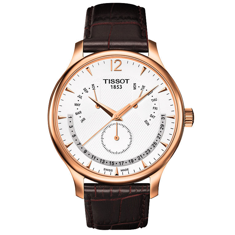 Tissot Tradition Perpetual Calendar T063.637.36.037.00, miesten rannekello - Tissot - Laatukoru