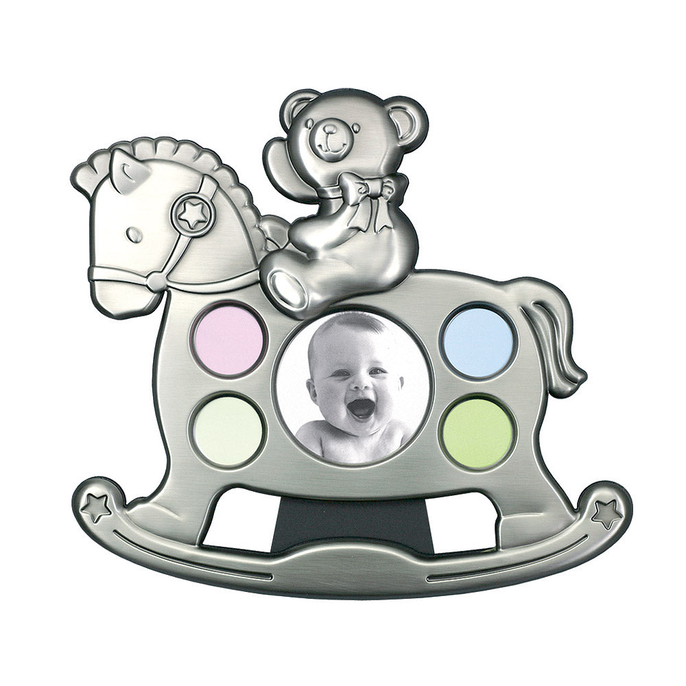 Dew frame, rocking horse and teddy bear