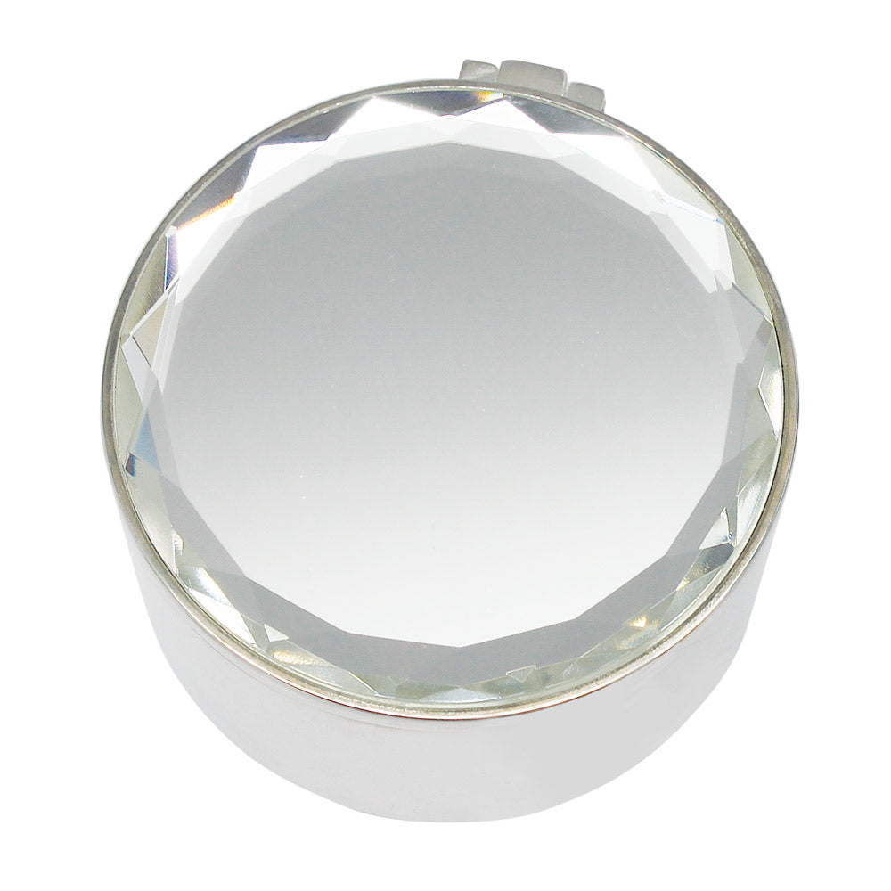 Jewellery box with crystal lid, round